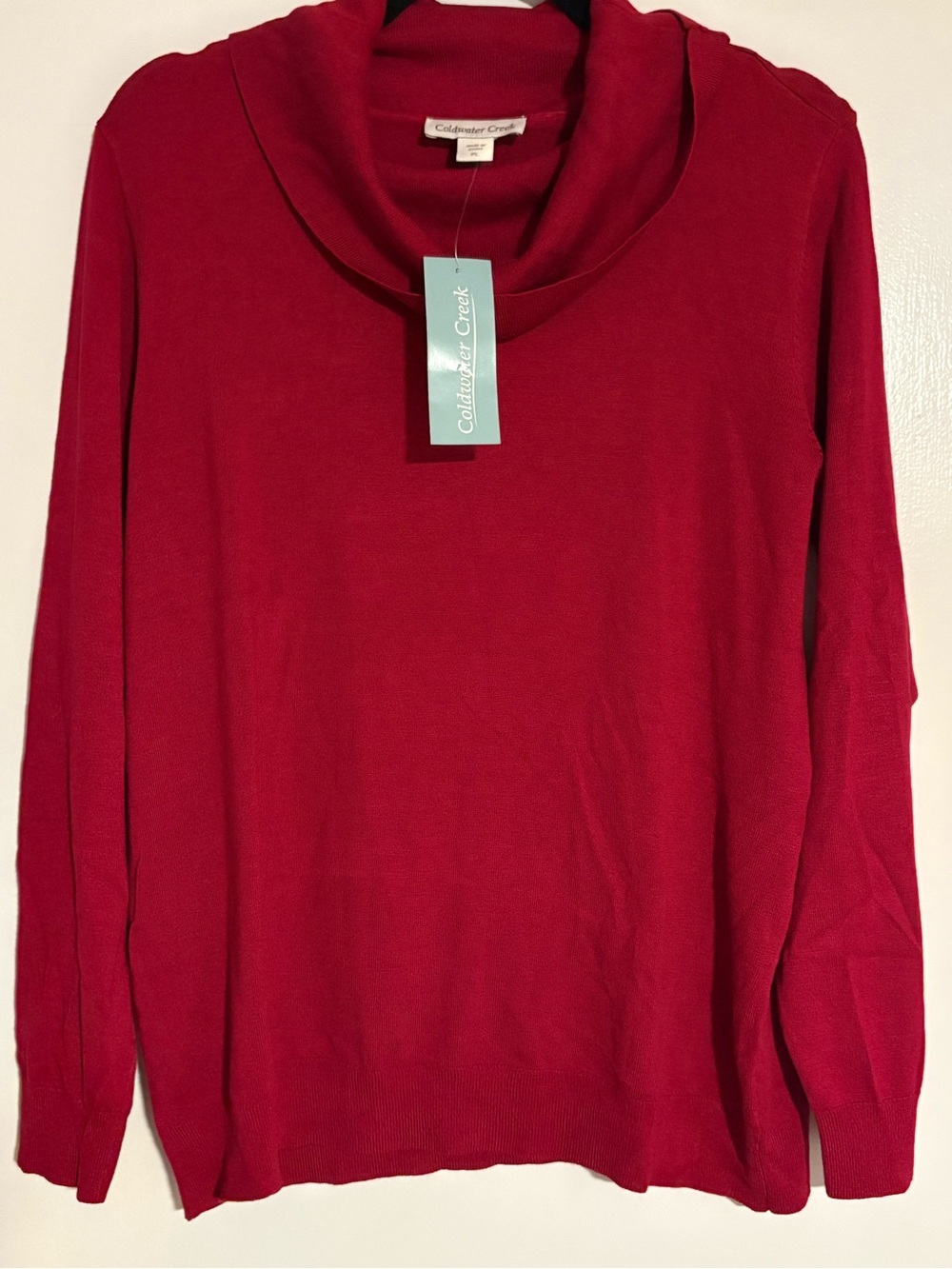 NWT Coldwater Creek PL Berry Red Cowl Neck Sweater Petite